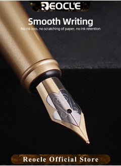 REOCLE Business Metal Fountain Pen with Ergonomic Grip Pen Gift Smooth Writing Pen Calligraphy Pen for Signature School Office Gift Supplies  - Image 3
