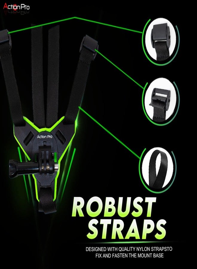 Action Pro Helmet Chin Strap Mount Joint J Hook with Screw Compatible with All Smartphones and GoPro 13 12 11 10 9 8 7 5 4 | SJCAM | DJI Osmo | Insta 360 X4 X3 X2 & Other Action Cameras (Green 2.0) - Image 3