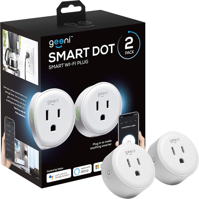 Geeni Dot Smart Plug with 2.4GHz WiFi Connectivity – 2-Pack Compact, Fire-Resistant Smart Outlet Plugs with Schedule & Timer – No Hub Needed, Supports Alexa & Google - Image 1