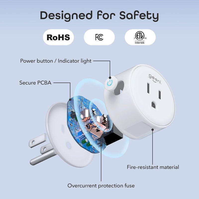 Geeni Dot Smart Plug with 2.4GHz WiFi Connectivity – 2-Pack Compact, Fire-Resistant Smart Outlet Plugs with Schedule & Timer – No Hub Needed, Supports Alexa & Google - Image 5