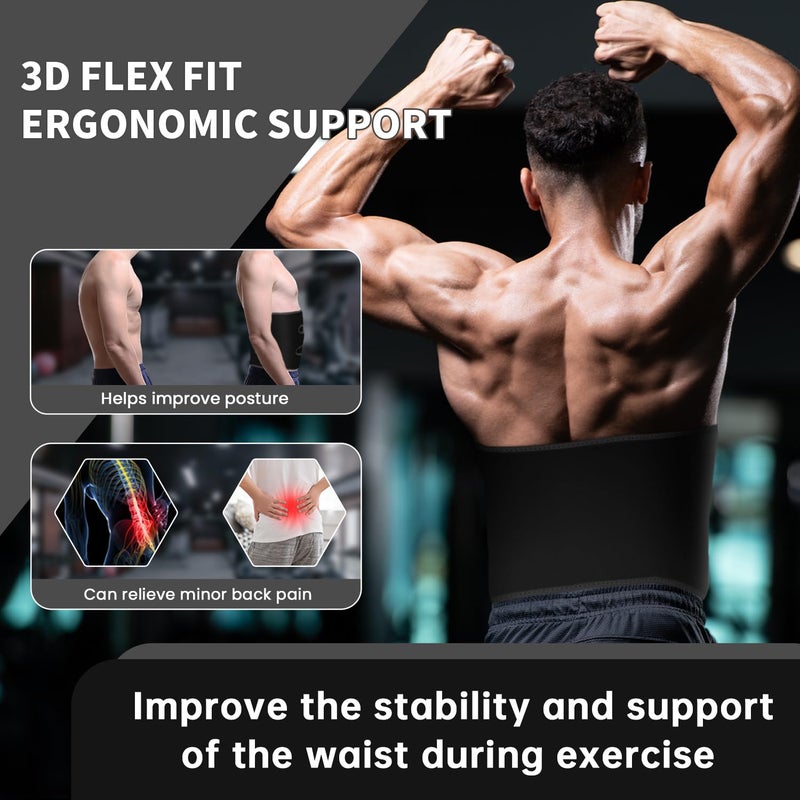 RIYA Waist Trimmer Sweat Waist Trainer for Women and Men Waist Sweat Belt Band Belly Stomach Wrap (Black, Belt XL: 10" Width x 50" Length) - Image 3