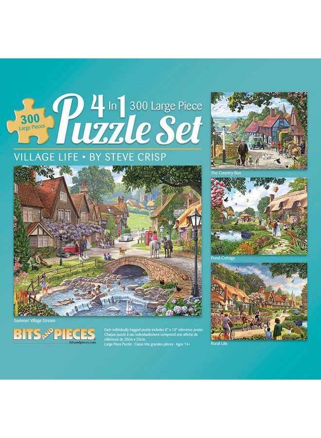 Bits and Pieces 4In1 Multipack 300 Piece Jigsaw Puzzles For Adultseach Measures 16" X 20" (46Cm X 61Cm)Village Life By Artist Steve Crisp - Image 2