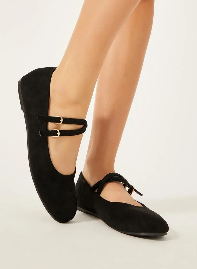 Styli Mary Jane Ballerinas Shoes with Buckle Closure