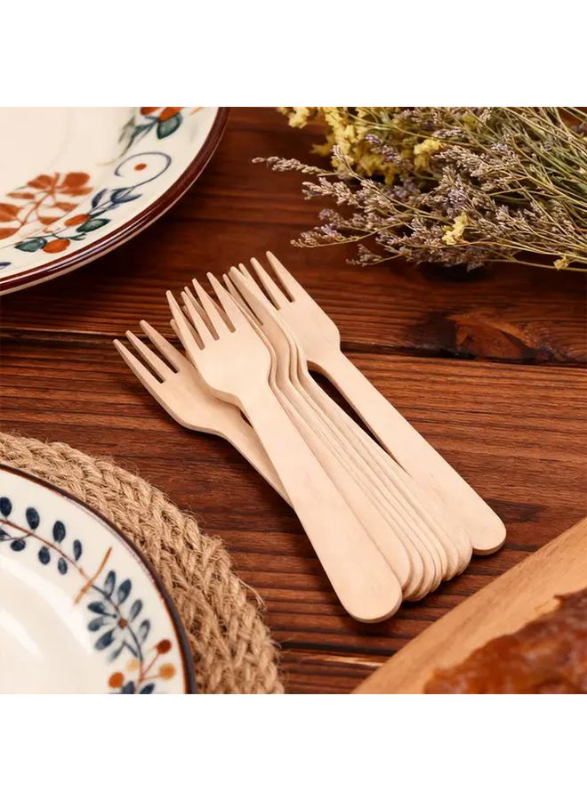 Disposable Wooden Forks 50 Pieces Wood Color For Parties Weddings Camping - Image 4