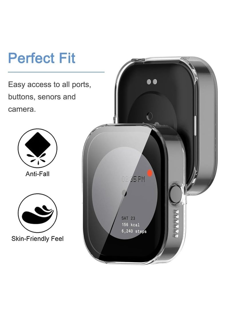Case Compatible with CMF by Nothing Watch Pro, Full Coverage Slim Hard Case Protective Bumper Built-in Tempered Glass Screen Protector Shell for CMF by Nothing Watch Pro (Transparent)