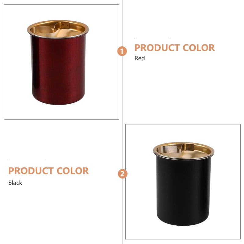 علبة سجائر من الفولاذ المقاوم للصدأ مقاومة للرياح مع غطاء - 2 قطعة، علبة رماد محمولة خالية من الدخان للمنزل والمكتب في الهواء الطلق - Image 4