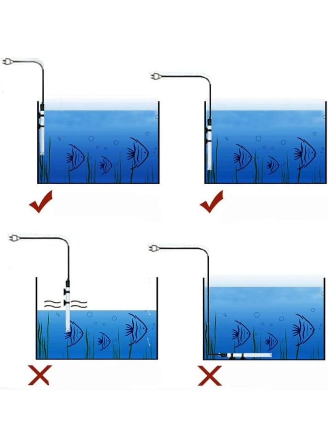 25W Aquarium Heater Thermostat Submersible Heating Rod with 2 Water Suction Cups for Fish Tank and Pond 220-240V Multi-Glass - Image 4