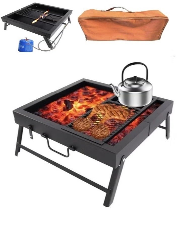 Large charcoal grill for barbecuing, suitable for trips and camping, size 47 x 70 cm. - Image 1