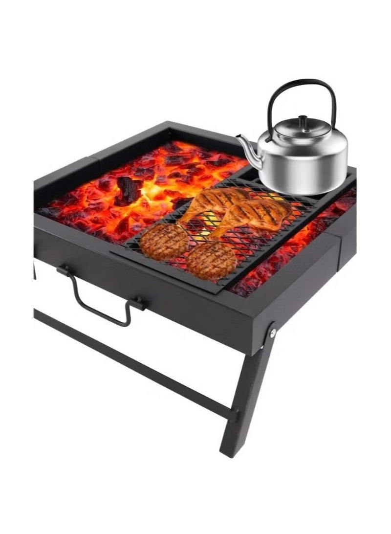 Large charcoal grill for barbecuing, suitable for trips and camping, size 47 x 70 cm. - Image 2