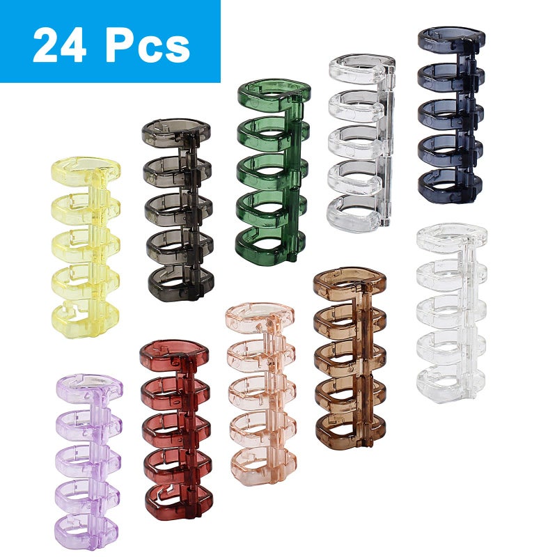 Moicstiy 24 Pcs 5 Ring Loose Leaf Binders Book Rings, Multicolored Plastic Binding Spines Combs Snap Split Binder Rings with 15mm Diameter for Notebook, Diary - Image 5
