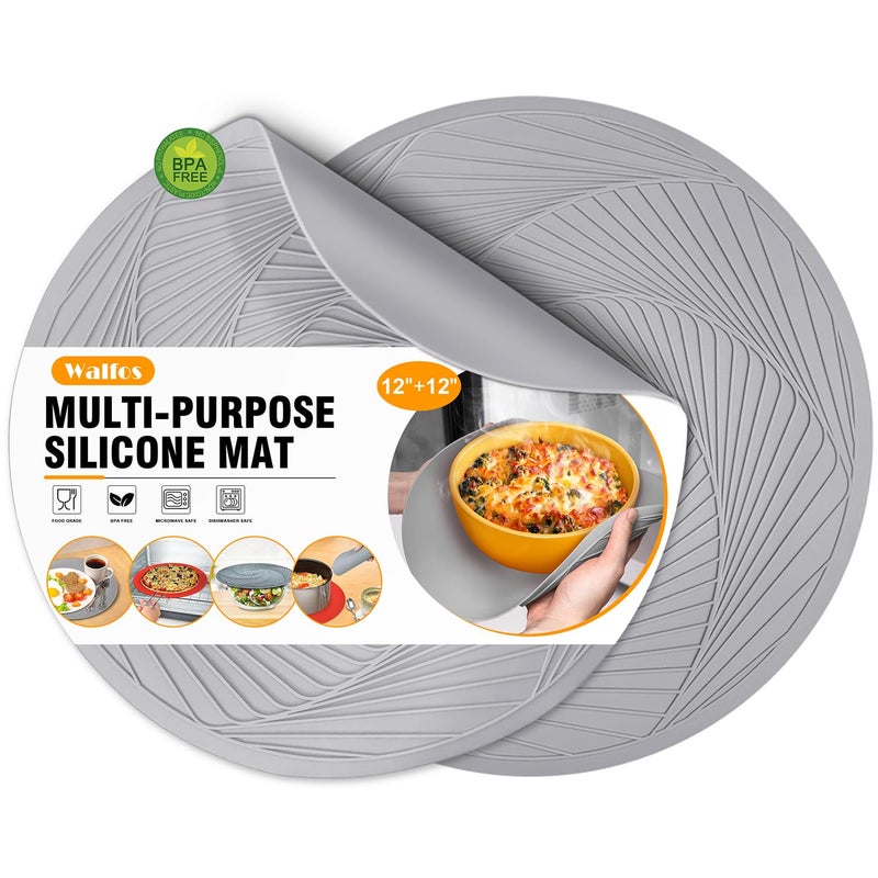 Silicone Microwave Mats Walfos Heat Resistant MultiPurpose Microwave Trivet Mat NonSlip BPA Free and Dishwasher Safe Perfect for Microwave Oven and Hot Pan 2 Pieces