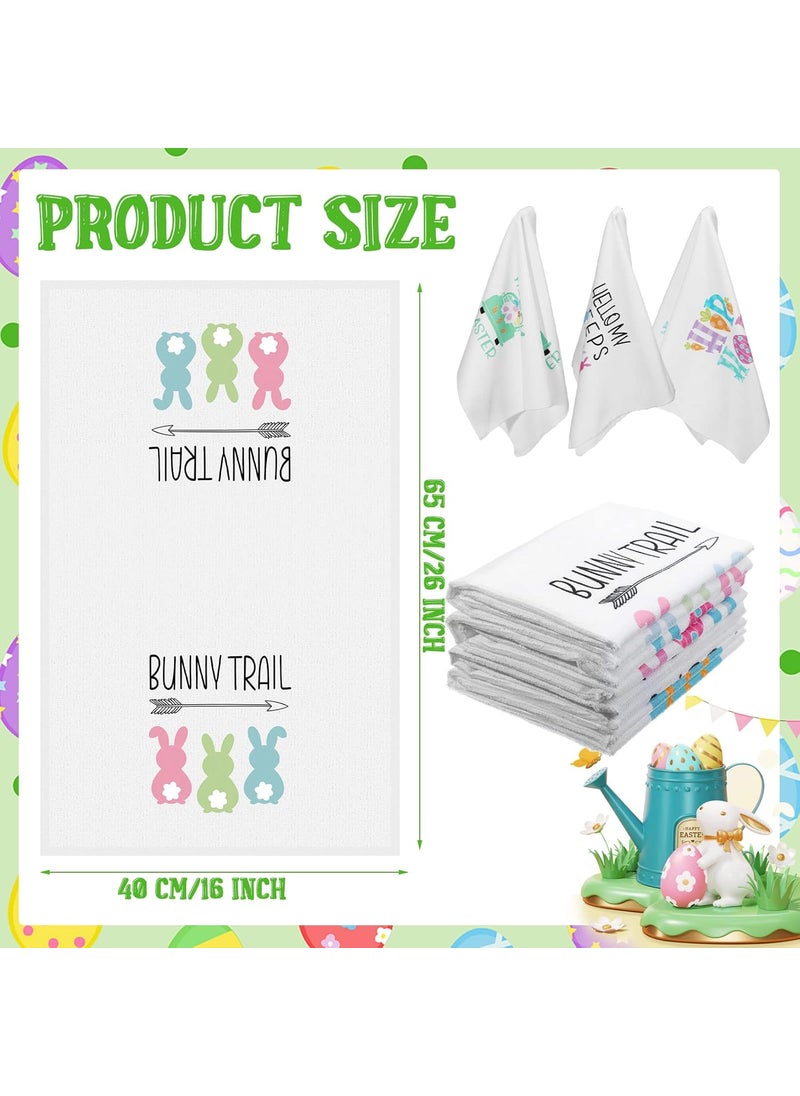 Moukeren Moukeren Set of 4 Happy Easter Kitchen Towels 26 x 16 Inch Easter Hand Dish Towels Bunny Eggs Carrot Bar Tea Dishcloths for Baking Cooking Holiday Housewarming Gift  - Image 3