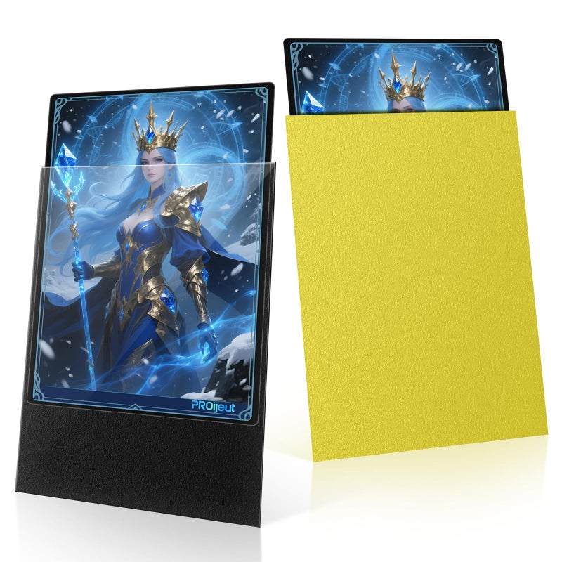 Proijeut 200 Pack Card Sleeves, Matte Dual Trading Card Sleeves with Opaque Back & Smooth Shuffle, Tear Resistant Card Protectors for MTG, TCG and Game Cards (Lightning Yellow) - Image 1