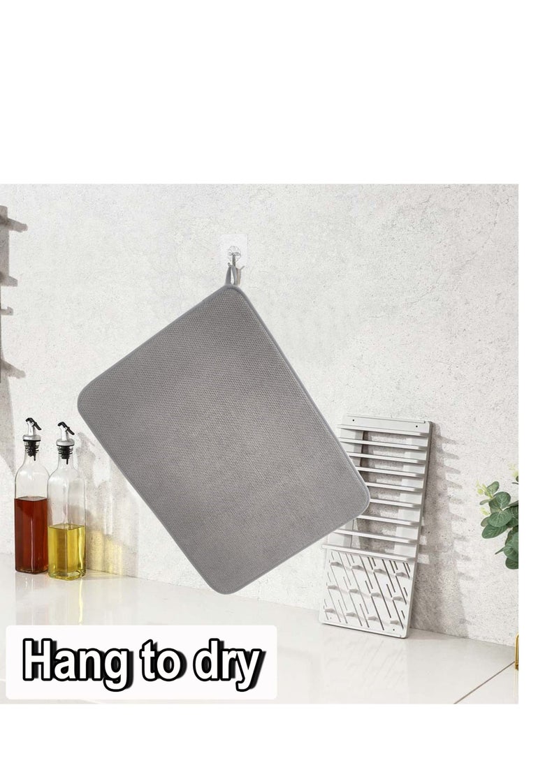 Generic Large Dish Drying Mat for Kitchen Counter, 2 Pcs Absorbent Dish Drainer Mat, Super Absorbent Dish Drying Pads, for Countertops, sinks, draining racks(Gray)  - Image 5