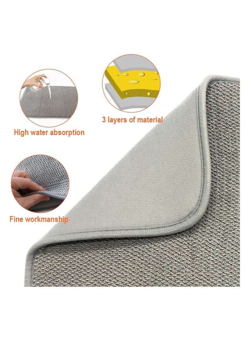 Generic Large Dish Drying Mat for Kitchen Counter, 2 Pcs Absorbent Dish Drainer Mat, Super Absorbent Dish Drying Pads, for Countertops, sinks, draining racks(Gray)  - Image 3