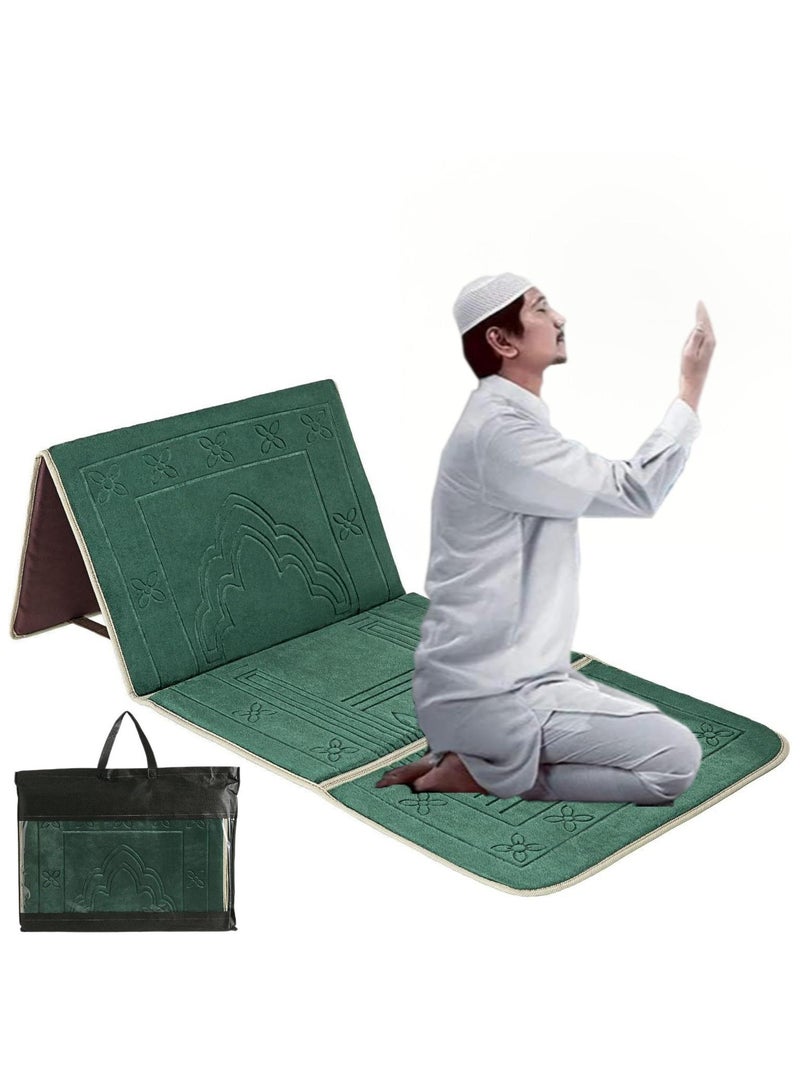 Prayer Rug with Back Support,Foldable Meditation Floor Chair Carrying Pocket  Army Green  - Image 1