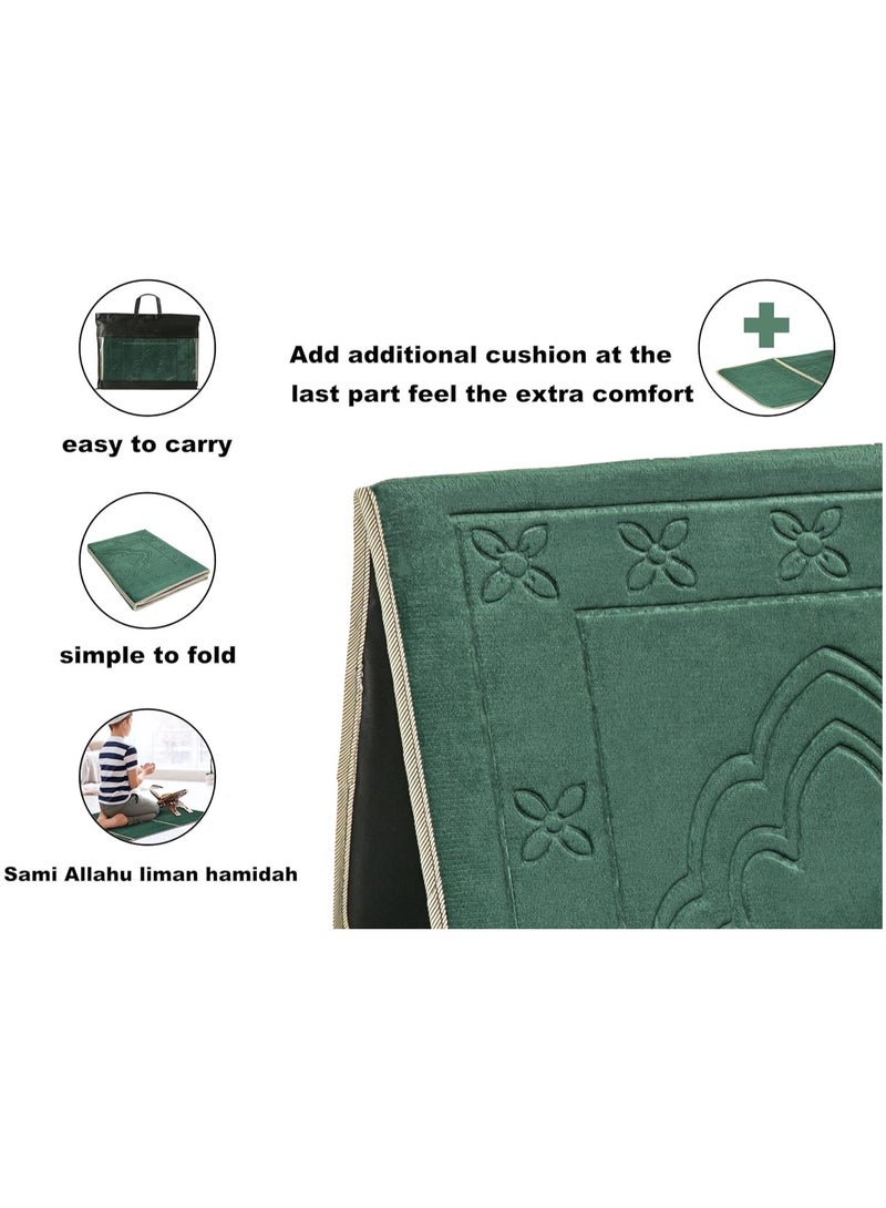 Prayer Rug with Back Support,Foldable Meditation Floor Chair Carrying Pocket  Army Green  - Image 2