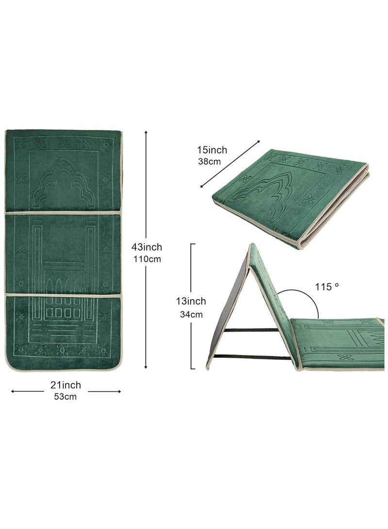 Prayer Rug with Back Support,Foldable Meditation Floor Chair Carrying Pocket  Army Green  - Image 4