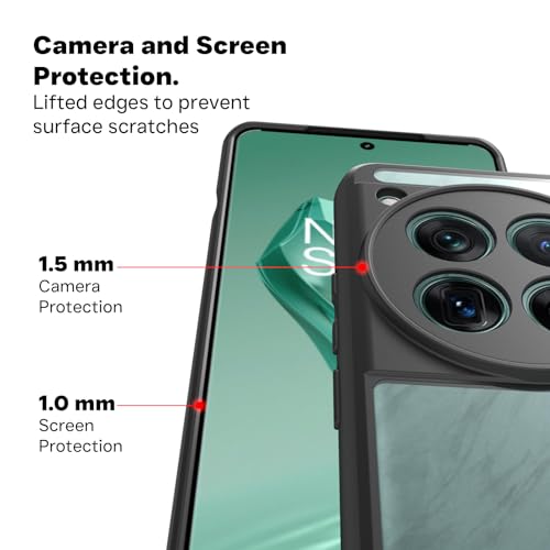 RIGGEAR Shockproof Sleek Hybrid Armor Back Cover Case Compatible with OnePlus 12 (Clear PC + Black TPU Bumper) - Image 3