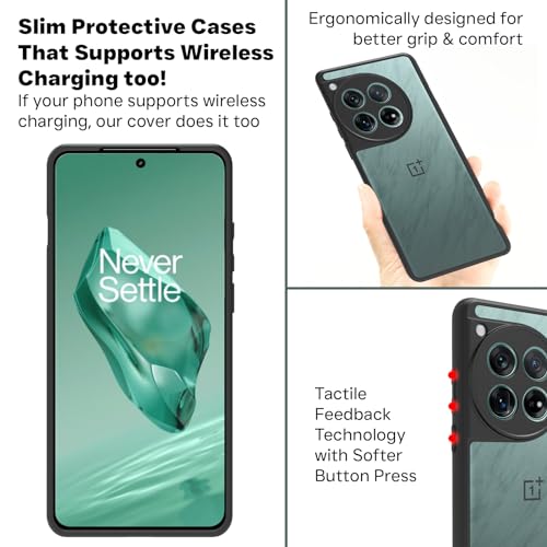 RIGGEAR Shockproof Sleek Hybrid Armor Back Cover Case Compatible with OnePlus 12 (Clear PC + Black TPU Bumper) - Image 4
