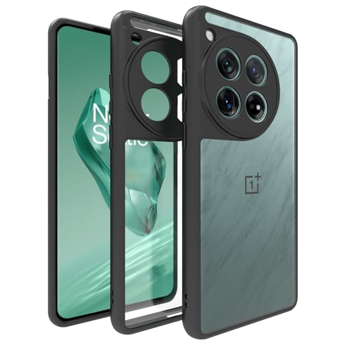RIGGEAR Shockproof Sleek Hybrid Armor Back Cover Case Compatible with OnePlus 12 (Clear PC + Black TPU Bumper) - Image 1