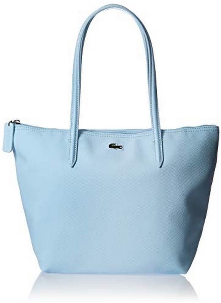 LACOSTE Women's L12.12 Concept Fashion Versatile Large Capacity Zipper Handbag Tote Bag Shoulder Bag Medium Light Blue 35cm * 30cm * 14cm  - Image 1