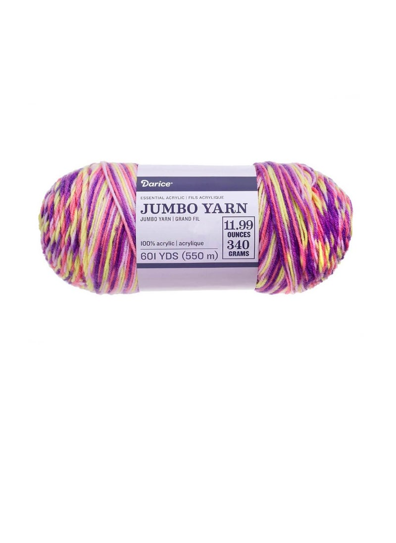 Darice Essentials Jumbo Acrylic Yarn Purple Fuchsia Ombre 11.99 Ounces  - Image 1