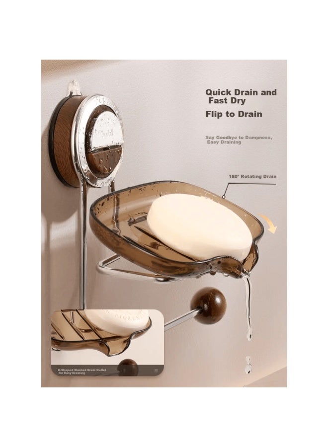 Bydoll Suction Cup Soap Box Wall-mounted No-drill Soap Holder Household Bathroom Drainage Soap Rack Double Model - Image 2