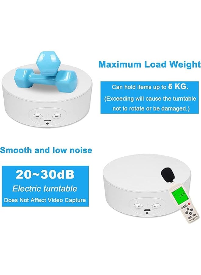 جويز حامل عرض دوار بمحرك، حامل عرض دوار كهربائي 360 درجة مع قابس USB وبطارية تعمل بوضعين، حامل دوار دوار لعروض منتجات التصوير الفوتوغرافي  - Image 3