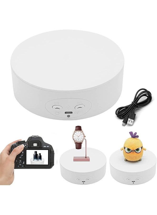 جويز حامل عرض دوار بمحرك، حامل عرض دوار كهربائي 360 درجة مع قابس USB وبطارية تعمل بوضعين، حامل دوار دوار لعروض منتجات التصوير الفوتوغرافي  - Image 1