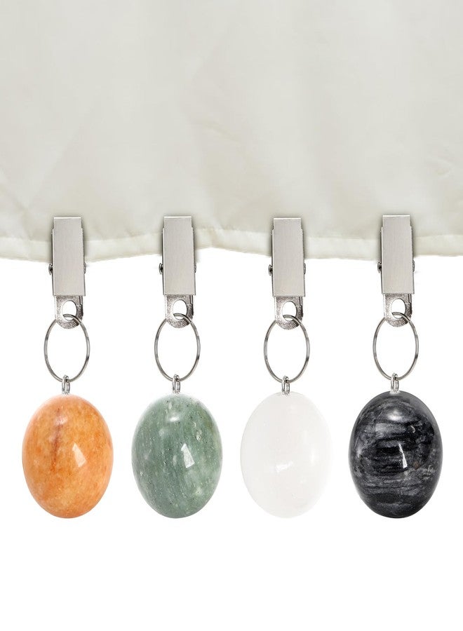 Goaste 8 Pieces Tablecloth Weights, Table Cloth Pendant Stones with Metal Clips, Ball Shape Marble Table Cover Hangers, Heavy Duty Clip Weights for Outdoor Picnic Tables, Curtains, Flags, Banners - Image 4