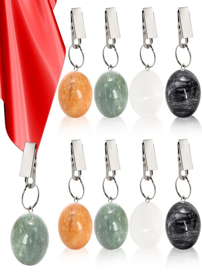 Goaste 8 Pieces Tablecloth Weights, Table Cloth Pendant Stones with Metal Clips, Ball Shape Marble Table Cover Hangers, Heavy Duty Clip Weights for Outdoor Picnic Tables, Curtains, Flags, Banners - Image 1