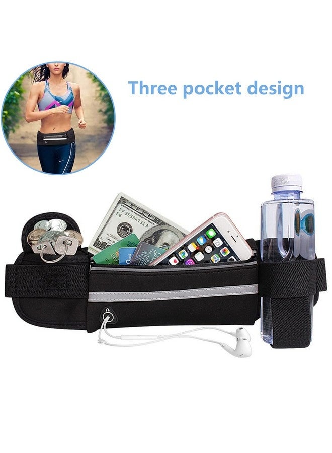 بيوينتي حزام الجري مع، حقائب خصر مقاومة للعرق مع، حقيبة خصر حزام الجري مع، قابلة للتعديل مع شرائط عاكسة، مع مقبس سماعة رأس، مثالية للجري والأنشطة الخارجية (أسود) - Image 3