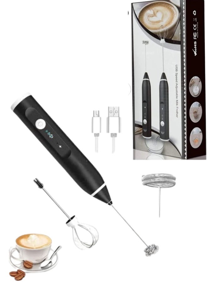 Electric USB Frother for Milk & Drinks – Cordless Portable Mixer with 2 Stainless Steel Whisks - Image 1