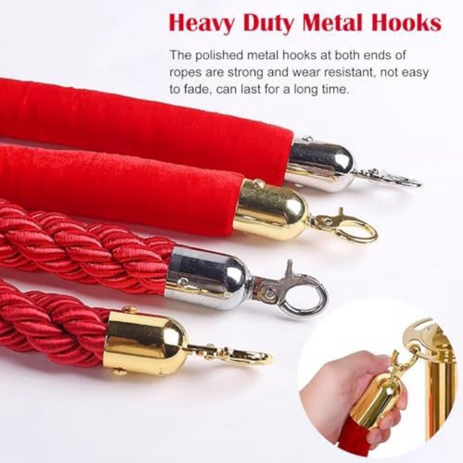 Premium Velvet Rope Barriers, Durable Crowd Control Solution for Events, Parties, and Venues,Velvet-Gold Hook-1.8m - Image 4
