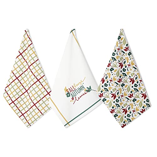 Folkulture Kitchen Towels Dishcloths Sets, 20 X 26 Inches Kitchen Hand Towels with Hanging Loop, Set of 3 Boho Tea Towel for Farmhouse Décor, 100% Cotton Dish Towels for Home Decor, Bloom - Image 1
