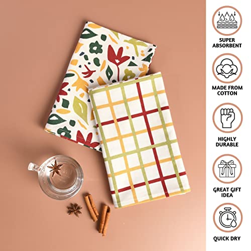 Folkulture Kitchen Towels Dishcloths Sets, 20 X 26 Inches Kitchen Hand Towels with Hanging Loop, Set of 3 Boho Tea Towel for Farmhouse Décor, 100% Cotton Dish Towels for Home Decor, Bloom - Image 3
