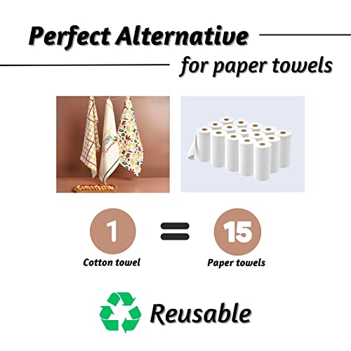 Folkulture Kitchen Towels Dishcloths Sets, 20 X 26 Inches Kitchen Hand Towels with Hanging Loop, Set of 3 Boho Tea Towel for Farmhouse Décor, 100% Cotton Dish Towels for Home Decor, Bloom - Image 5