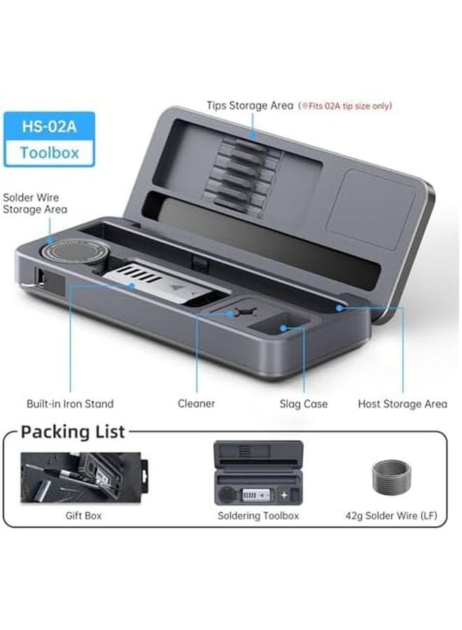 HS 02A مجموعة لحام قياسية محمولة مع شاشة ملونة نوع C PD QC شحن 9 100W - Image 3