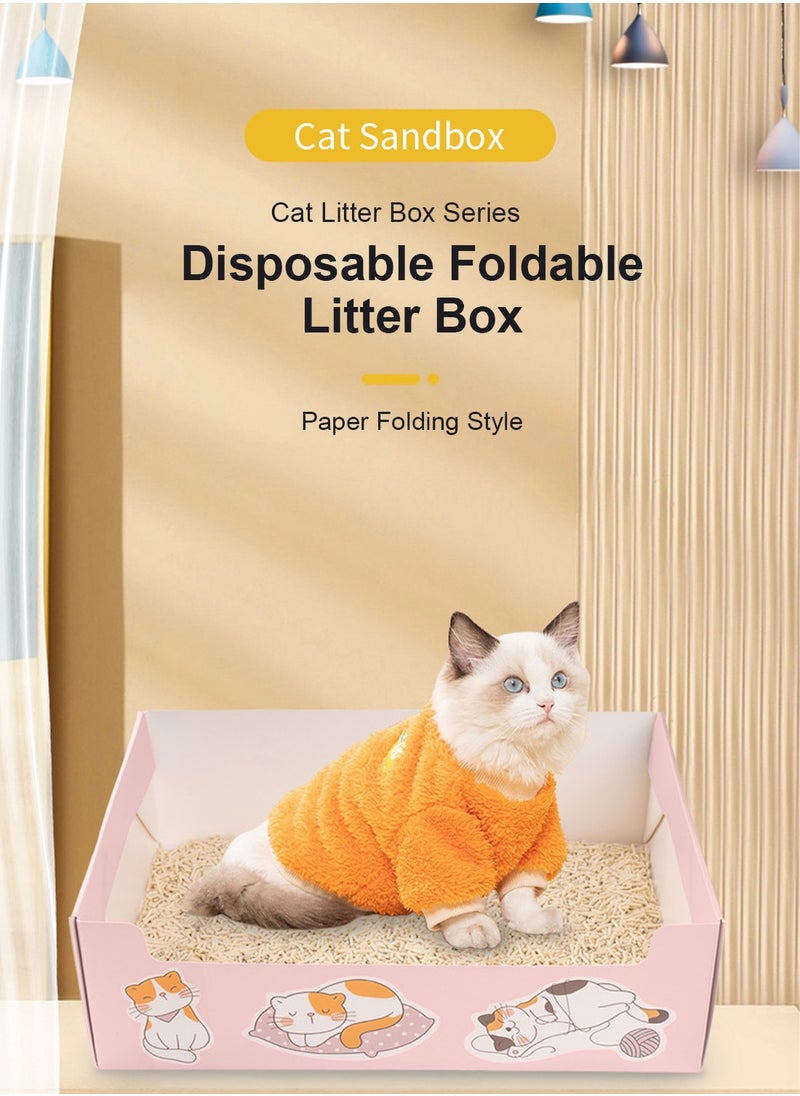 Kidle Disposable Portable Cat Litter Pan Traveling Folding Large Capacity Litter Pan Thickened Household Cat Products Foldable Cardboard Paper Kitty Tray Cat Litter Box Indoor Outdoor  - Image 4