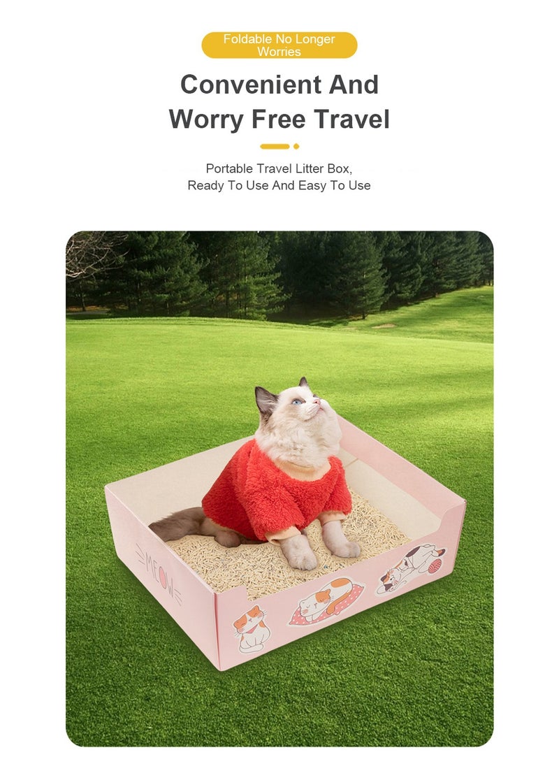 Kidle Disposable Portable Cat Litter Pan Traveling Folding Large Capacity Litter Pan Thickened Household Cat Products Foldable Cardboard Paper Kitty Tray Cat Litter Box Indoor Outdoor  - Image 3