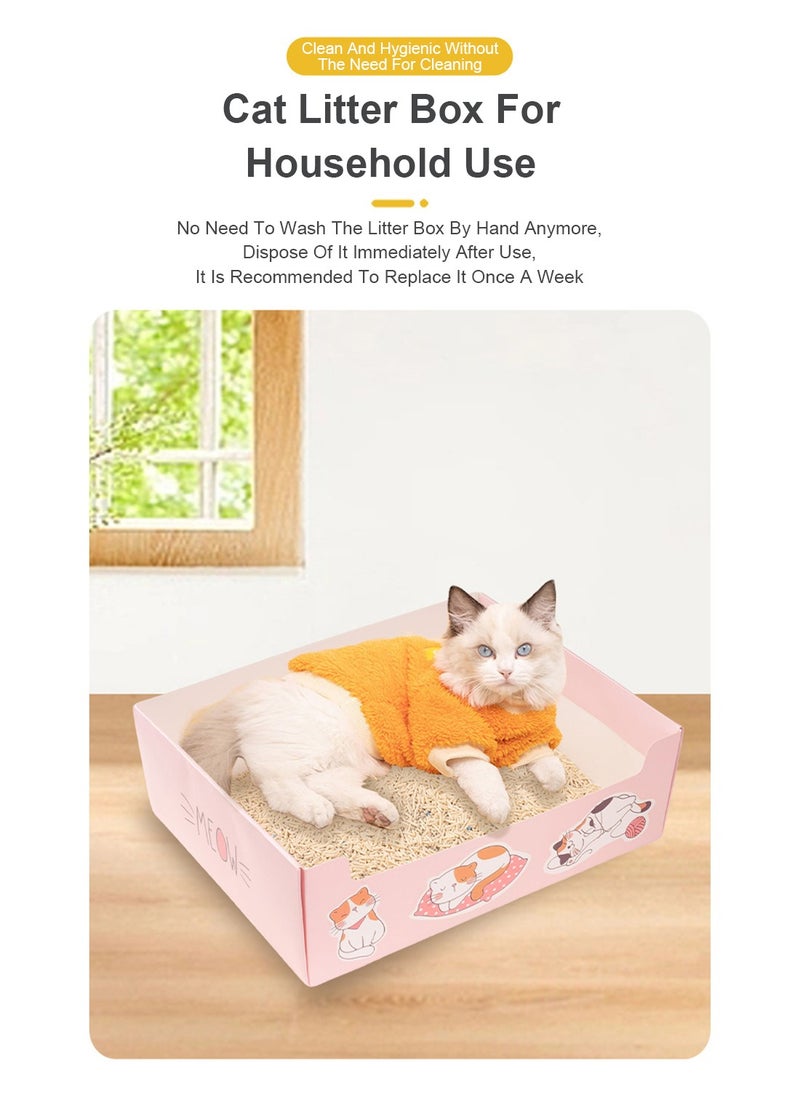 Kidle Disposable Portable Cat Litter Pan Traveling Folding Large Capacity Litter Pan Thickened Household Cat Products Foldable Cardboard Paper Kitty Tray Cat Litter Box Indoor Outdoor  - Image 2