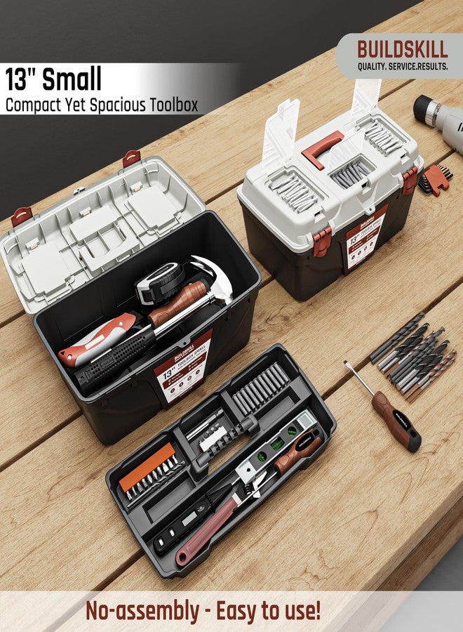 BUILDSKILL 13" Small Tool Box for Home | Convenient Top Lids & Removable Tool Tray | Secure Latch Lock | Key Hole | Heavy Duty Impact Resistant Body | Ideal Repair Toolbox for DIY & Professional Use - Image 5