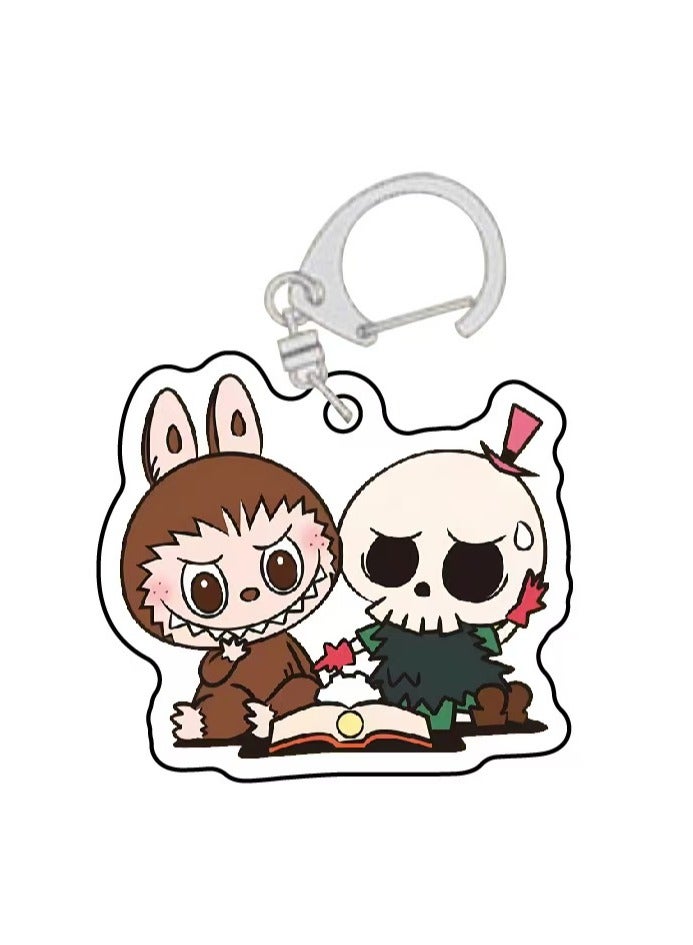 Generic LABUBU Acrylic Keychain Quirky Monster Double-Sided Cartoon Charm Accessories for Backpacks, Luggage & Gift Decor 