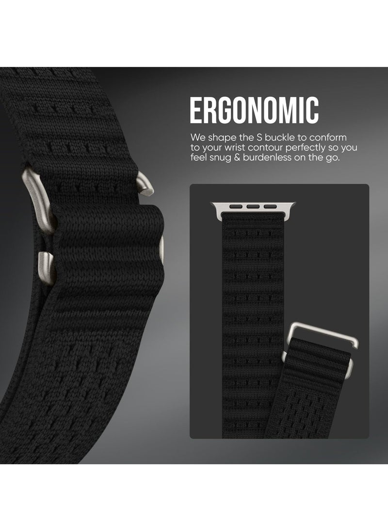 Generic - Sport Durable Rugged Watch Band Designed for Apple Watch Ultra 1/2 49mm 46mm 45mm 44mm 42mm, Soft Stretchy Mesh Nylon Loop Strap with S-Hook for iwatch Series 10 9 8 7 6 5 4 3 2 1 SE - Image 1
