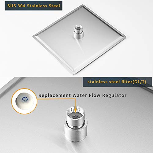 BESy 10 Inch Rain Shower Head, 10" Square Rainfall & High Pressure Stainless Steel Bath Shower Head, 1/16" Ultra Thin, Waterfall Full Body Coverage with Silicone Nozzle, Non Fingerprint Brushed Finish - Image 5