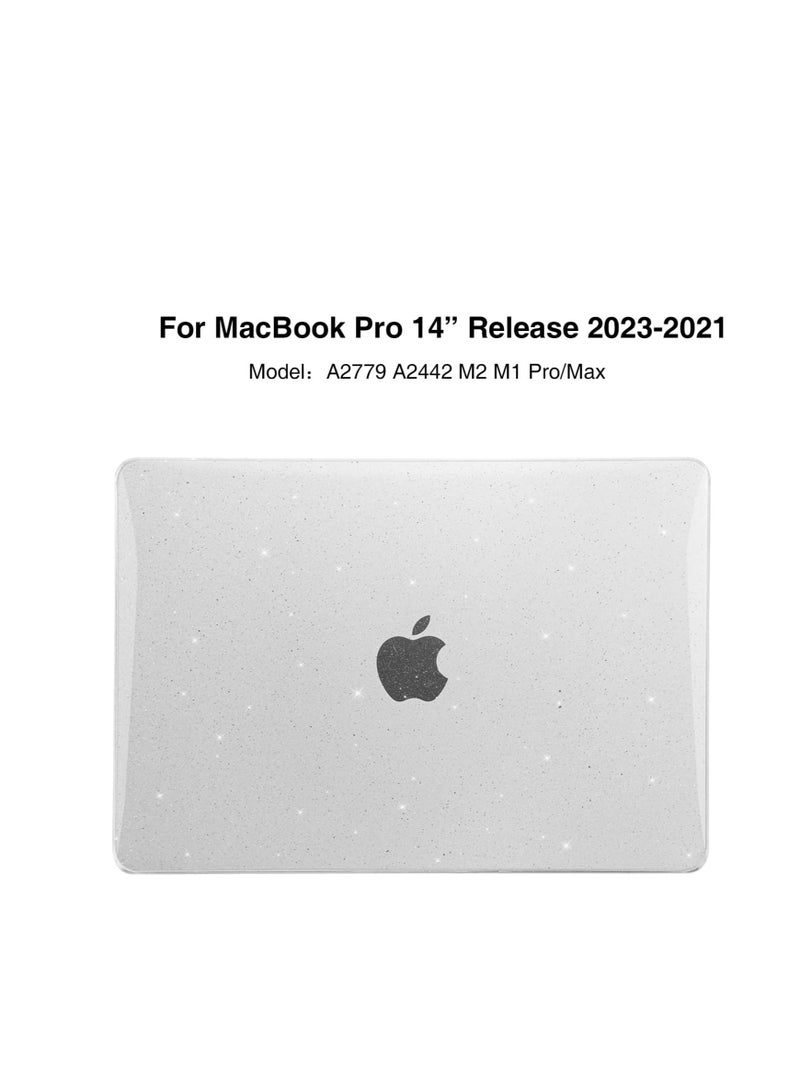 Glitter Case for MacBook Pro 14 Inch 2026--2021 Release M5/M4/M3/M2/M1 Chip A3434/A3427/A3426/A3112/A3185/A3401/A2992/A2918/A2442/A2779, Plastic Hard Shell Case--Glitter Clear - Image 5