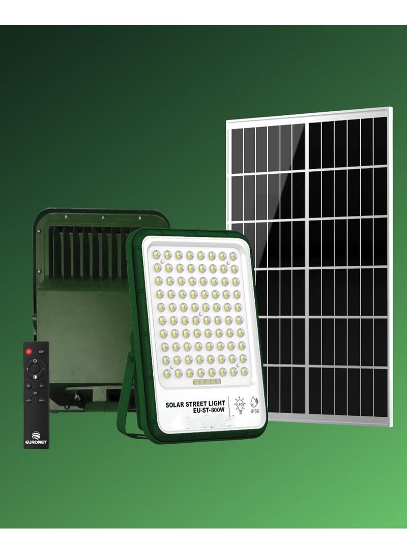 Generic Solar Street Flood Light 800W With Solar Panel Green Metal Frame For Outdoor Residancial & Commercial Use Powered LED Light Dusk To Dawn With Remote Control Perfect For Garden Stadium - Image 1