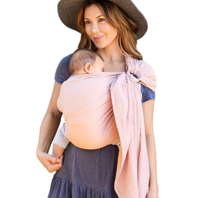 Moby Baby Wrap Carrier Ring Sling for Newborns to Toddlers, Hands-Free, Versatile Support for Moms & Dads, Breathable & Lightweight, Supports Children 8-30 lbs (Rose) - Image 1