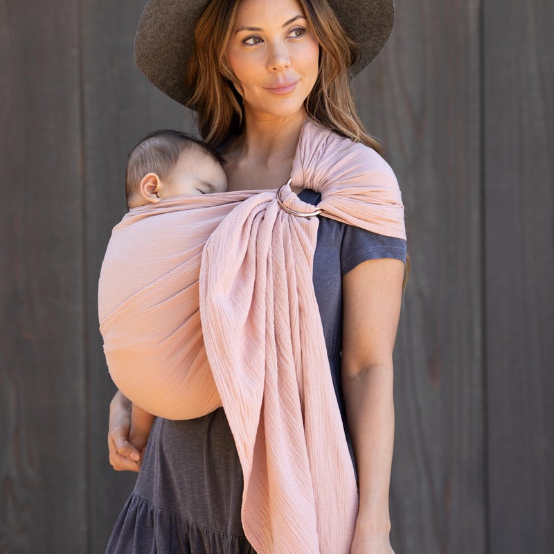 Moby Baby Wrap Carrier Ring Sling for Newborns to Toddlers, Hands-Free, Versatile Support for Moms & Dads, Breathable & Lightweight, Supports Children 8-30 lbs (Rose) - Image 5